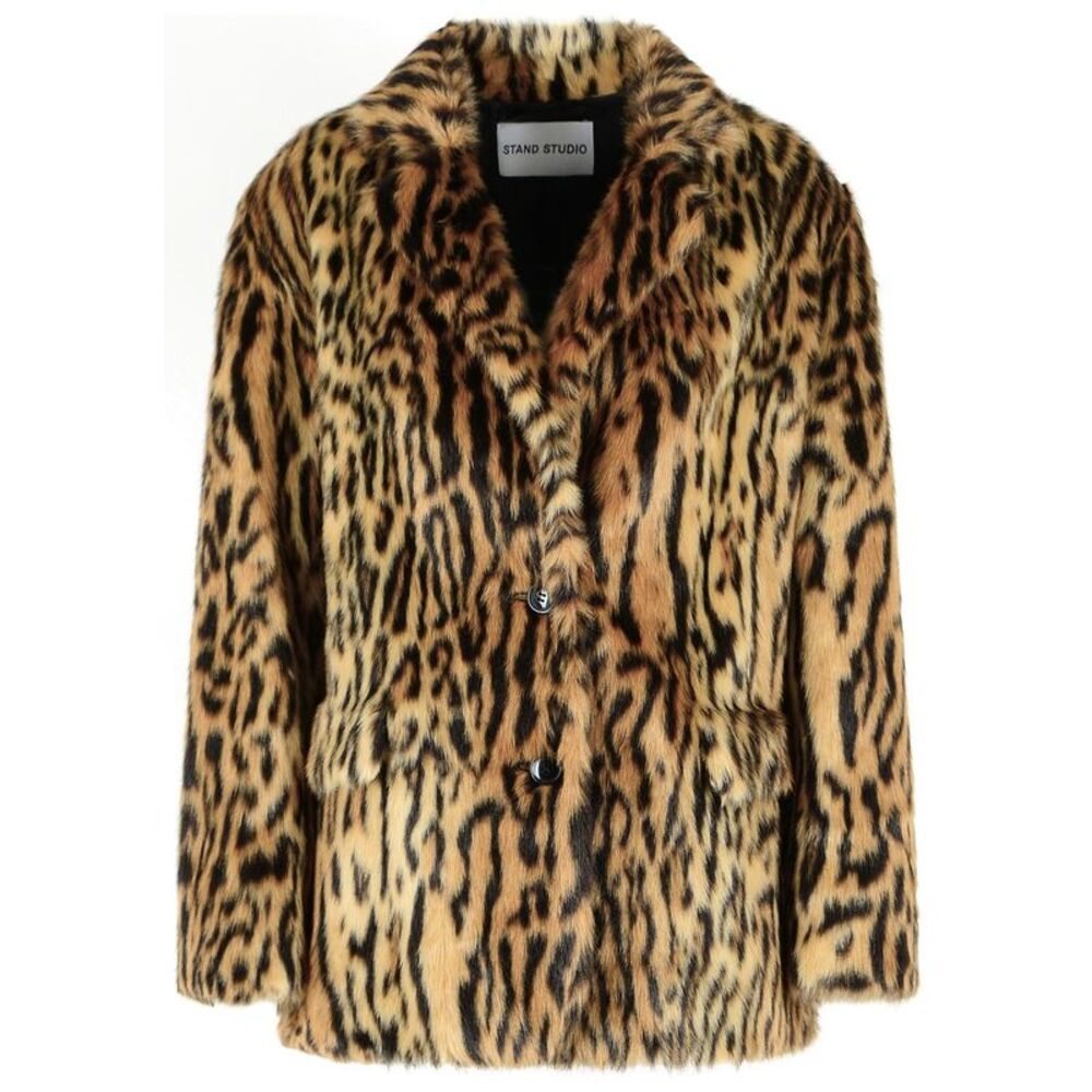 Stand Studio 'Emmie' Leopard Print Faux Fur Blazer Women